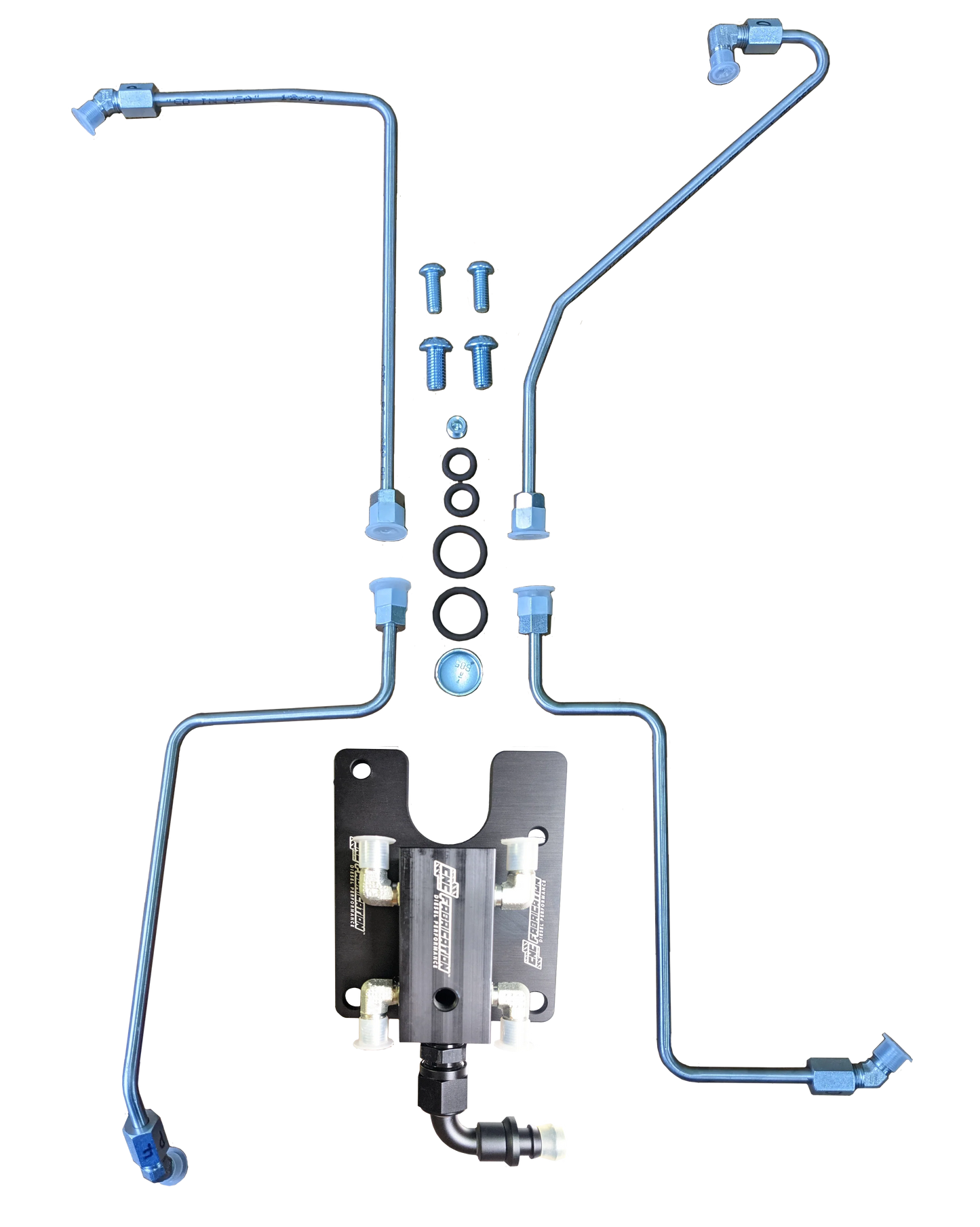 CNC Fab 1999.5-2003 7.3L CNC Fab 4-Line Feed Valley Mount Fuel Line Kit - 42201X