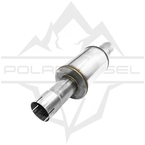 PD-4-69001400 Polar Diesel Universal 4" Muffler Hell On Wheels Performance Ltd Limited Yukon Northwest Territories Nunavut British Columbia Alberta Saskatchewan Manitoba Ontario Quebec Newfoundland Labrador Prince Edward Island Nova Scotia New Brunswick Canada