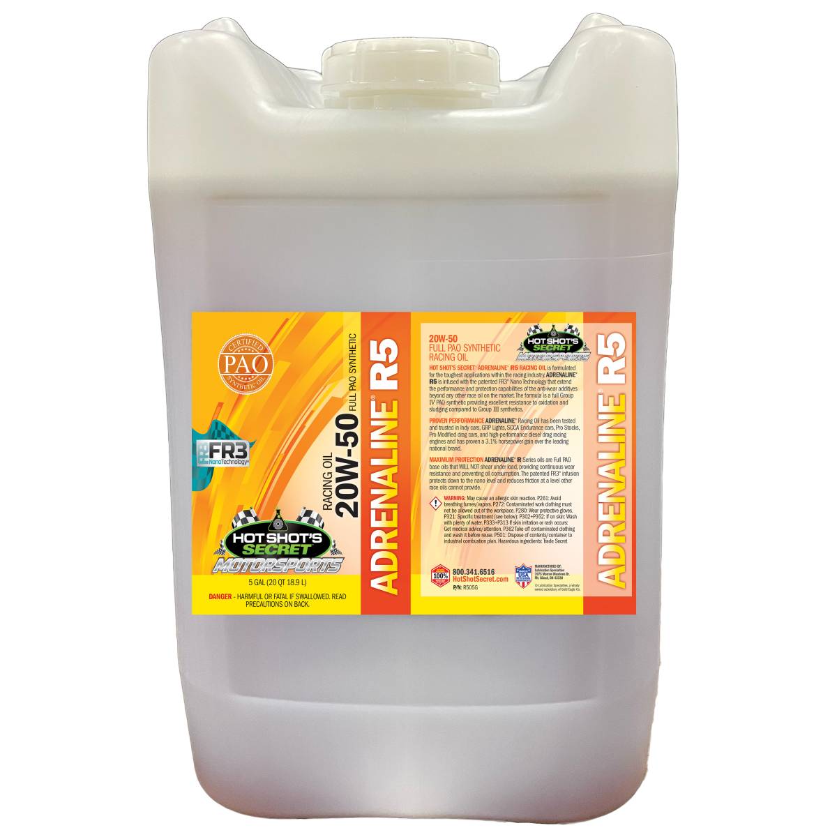HSS 20W50 5 Gallon ADRENALINE R-Series Racing R505G