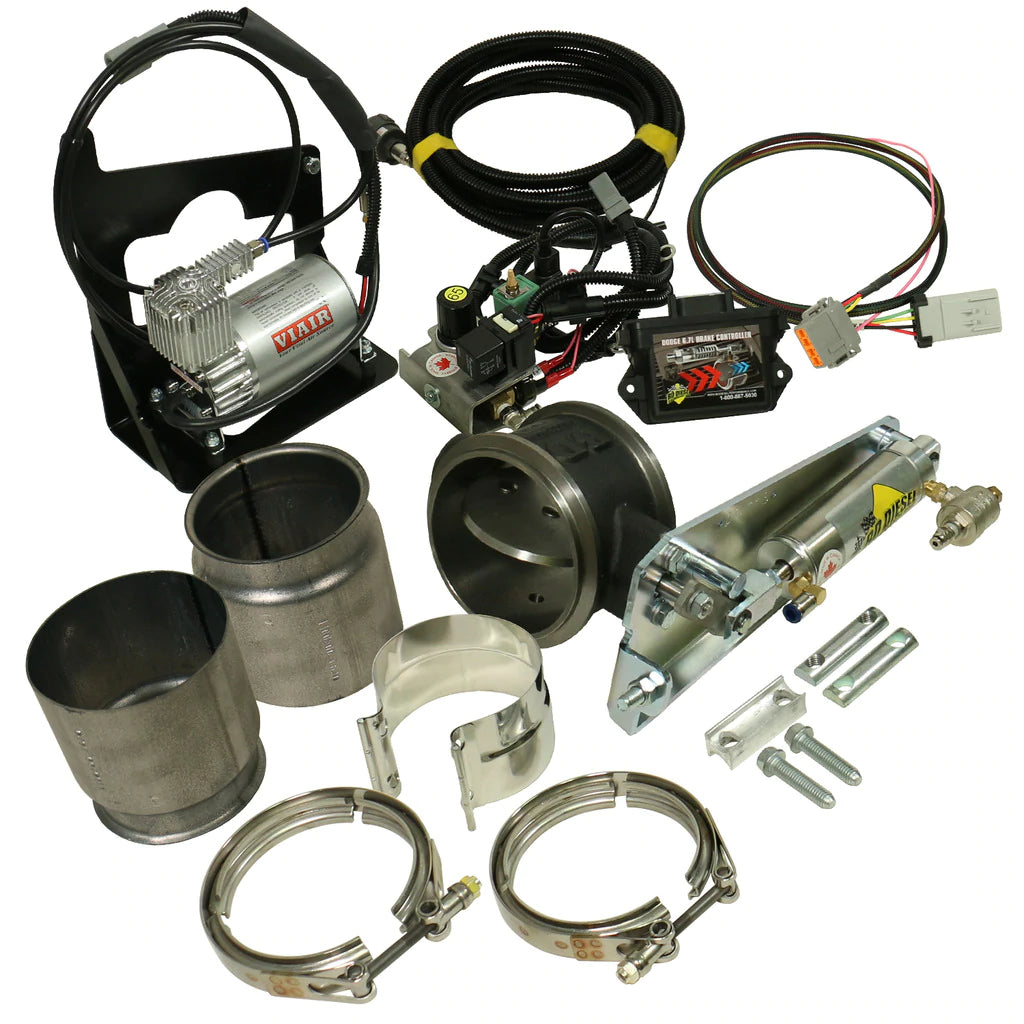 1027345 BD EXHAUST BRAKE (REMOTE) W/NON-VGT TURBO & 5-INCH EXHAUST KIT C/W AIR COMPRESSOR - DODGE 6.7L CUMMINS 2007.5-2017 Hell On Wheels Ltd Canada