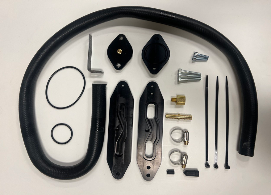 Mel's Manufacturing Cooler Upgrade 11-15 6.7L Powerstroke with Coolant Re-Route Hose for Factory Pyro, w/Pass Through plate