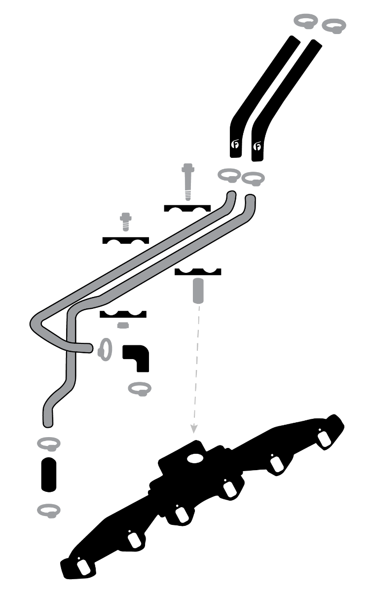 FPE-CUMM-SSHCL-12V Fleece Replacement Heater Core Line Kit for 12-valve Cummins Hell On Wheels Performance Limited Ltd Canada