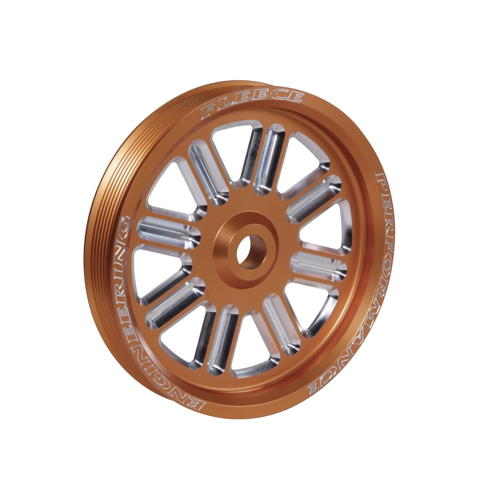 FPE-34211-ORG-SPK Fleece Spoke Design Cummins Dual Pump Pulley (Orange) Hell On Wheels Canada
