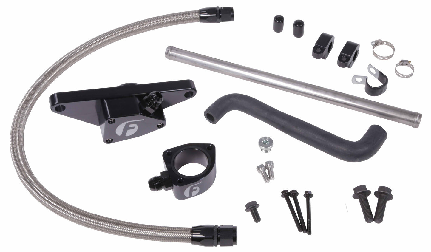 FPE-CLNTBYPS-CUMMINS-0305-SS Fleece Cummins Coolant Bypass Kit (2003-2005 Auto Trans) w/ Stainless Steel Braided Line Hell On Wheels Canada