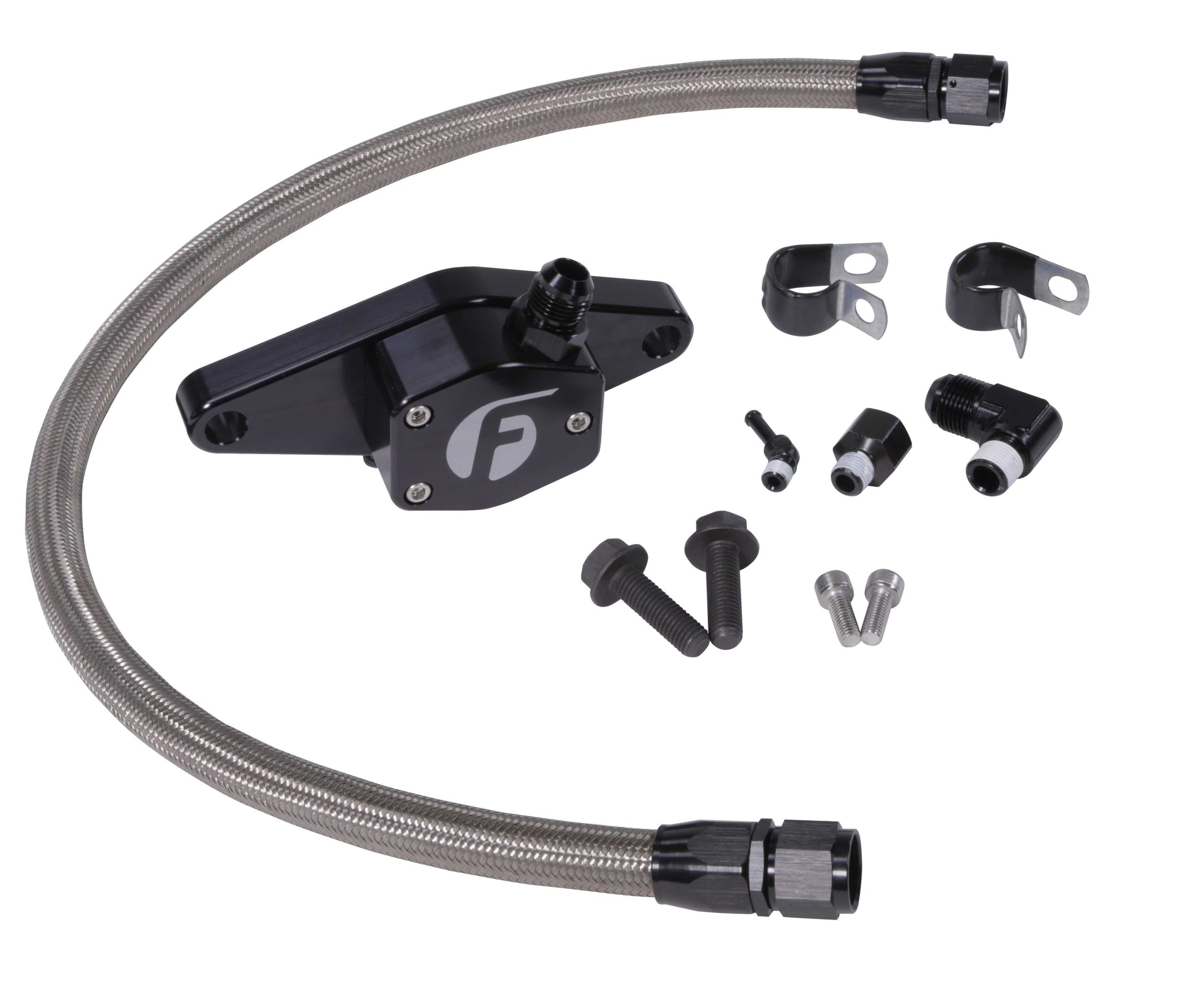 FPE-CLNTBYPS-CUMMINS-12V-SS Fleece Cummins Coolant Bypass Kit 12V (1994-1998) w/ Stainless Steel Braided Line Hell On Wheels Canada