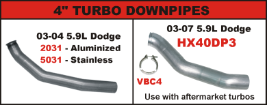 HX40DP3 & VBC4 Flo-Pro 4" Turbo Downpipe 03-07 5.9L Dodge HX40DP3 & VBC4 Hell On Wheels Ltd Canada