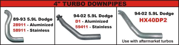 58911 28911 Flo-Pro 4" Turbo Downpipe 89-93 5.9L Dodge Hell On Wheels Ltd Canada